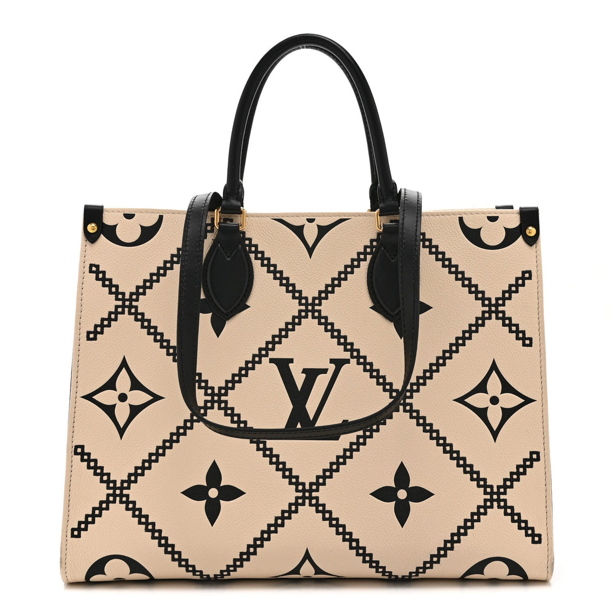 Empreinte Monogram Giant Broderies Onthego MM Cream Black
