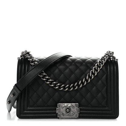 Caviar Quilted Medium Boy Flap Black