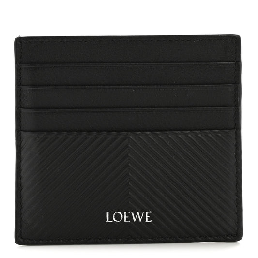 Textured Calfskin Plain Cardholder Black