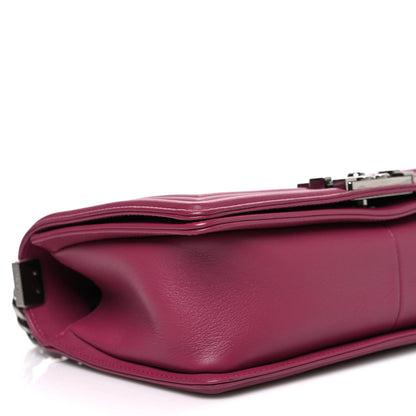 Lambskin Chevron Quilted Medium Boy Flap Dark Pink