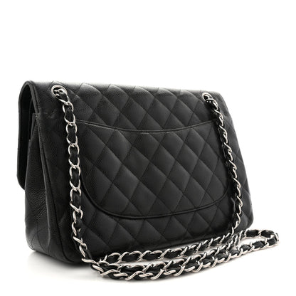 Caviar Quilted Jumbo Double Flap Black