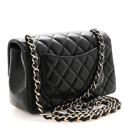 Lambskin Quilted Mini Rectangular Flap Black