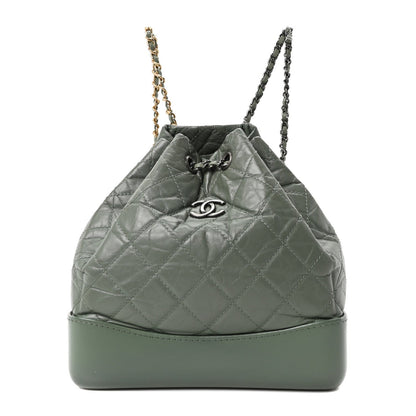 Aged Calfskin Quilted Small Gabrielle Backpack Green