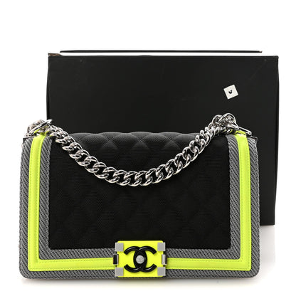Canvas Quilted Medium Fluo Boy Flap Black Grey Yellow