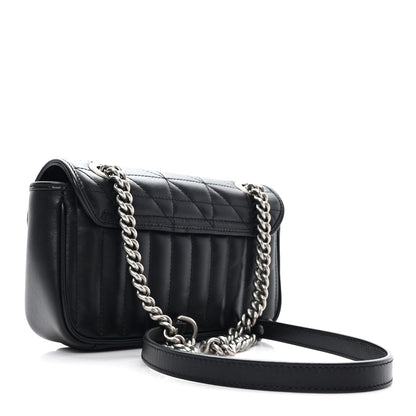 Calfskin Matelasse Aria Mini GG Marmont Shoulder Bag Black