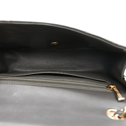 Lambskin Quilted Mini Rectangular Flap Dark Grey