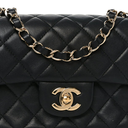 Lambskin Quilted Mini Rectangular Flap Black